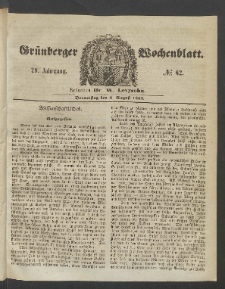 Gr&uuml;nberger Wochenblatt, No. 62. (4. August 1853)