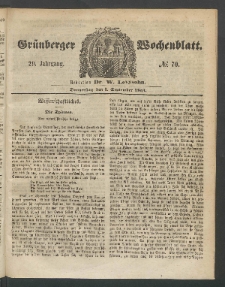 Grünberger Wochenblatt, No. 70. (1. September 1853)