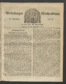 Grünberger Wochenblatt, No. 77. (26. September 1853)