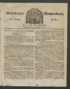 Gr&uuml;nberger Wochenblatt, No. 80. (6. Oktober 1853)