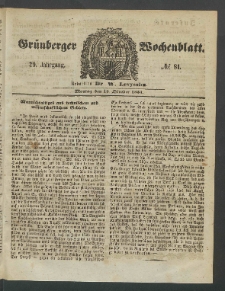 Gr&uuml;nberger Wochenblatt, No. 81. (10. Oktober 1853)