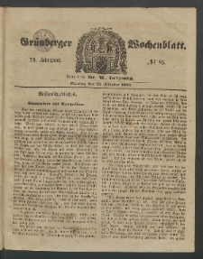 Gr&uuml;nberger Wochenblatt, No. 85. (24. Oktober 1853)