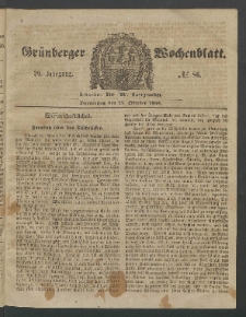 Gr&uuml;nberger Wochenblatt, No. 86. (27. Oktober 1853)