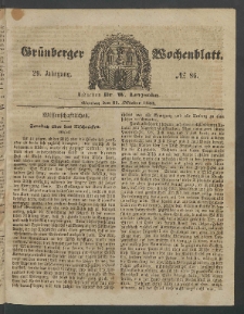 Gr&uuml;nberger Wochenblatt, No. 86. [właśc. 87.] (31. Oktober 1853)