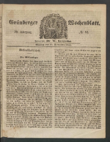 Gr&uuml;nberger Wochenblatt, No. 93. (21. November 1853)