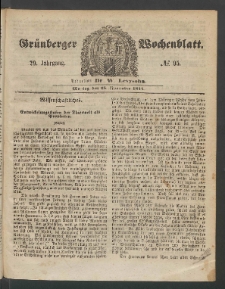 Gr&uuml;nberger Wochenblatt, No. 95. (28. November 1853)