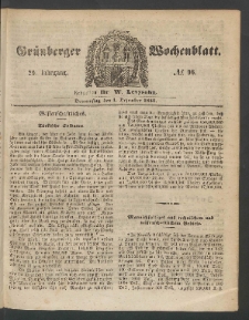 Gr&uuml;nberger Wochenblatt, No. 96. (1. Dezember 1853)