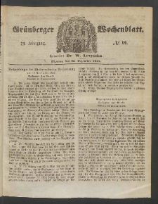 Gr&uuml;nberger Wochenblatt, No. 99. (12. Dezember 1853)