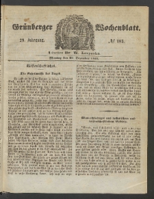 Gr&uuml;nberger Wochenblatt, No. 103. (26. Dezember 1853)