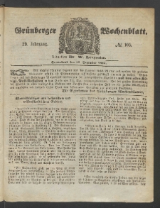 Gr&uuml;nberger Wochenblatt, No. 105. (31. Dezember 1853)