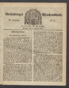 Gr&uuml;nberger Wochenblatt, No. 6. (23. Januar 1854)