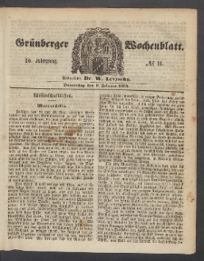 Grünberger Wochenblatt, No. 11. (9. Februar 1854)