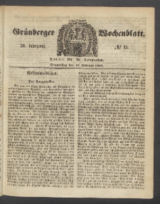 Gr&uuml;nberger Wochenblatt, No. 15. (23. Februar 1854)