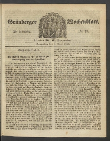 Grünberger Wochenblatt, No. 27. (6. April 1854)