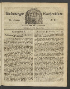 Grünberger Wochenblatt, No. 28. (10. April 1854)