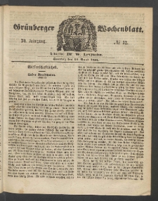 Gr&uuml;nberger Wochenblatt, No. 32. (23. April 1854)