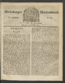Gr&uuml;nberger Wochenblatt, No. 42. (29. Mai 1854)