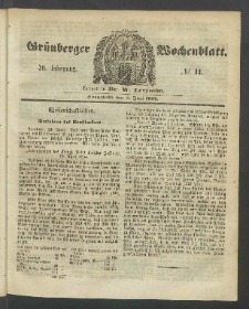 Gr&uuml;nberger Wochenblatt, No. 44. (3. Juni 1854)