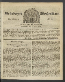 Grünberger Wochenblatt, No. 51. (29. Juni 1854)