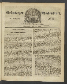 Gr&uuml;nberger Wochenblatt, No. 54. (10. Juli 1854)
