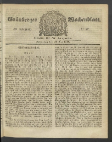 Gr&uuml;nberger Wochenblatt, No. 57. (20. Juli 1854)