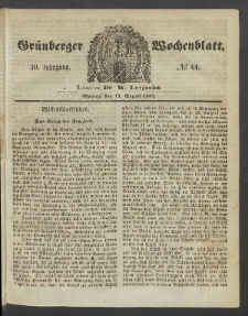 Grünberger Wochenblatt, No. 64. (14. August 1854)