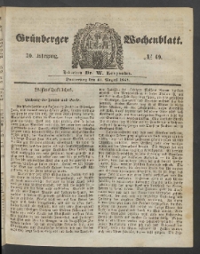 Grünberger Wochenblatt, No. 69. (31. August 1854)