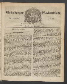 Gr&uuml;nberger Wochenblatt, No. 73. (14. September 1854)