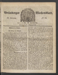 Grünberger Wochenblatt, No. 80. (9. Oktober 1854)