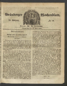 Gr&uuml;nberger Wochenblatt, No. 56. (14. Juli 1853)