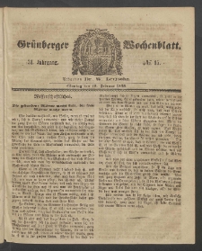 Gr&uuml;nberger Wochenblatt, No. 15. (18. Februar 1855)