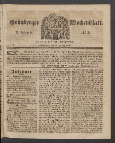 Gr&uuml;nberger Wochenblatt, No. 24. (22. M&auml;rz 1855)