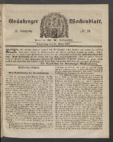 Grünberger Wochenblatt, No. 26. (29. März 1855)