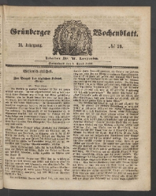 Gr&uuml;nberger Wochenblatt, No. 29. (7. April 1855)
