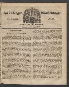 Grünberger Wochenblatt, No. 31. (16. April 1855)