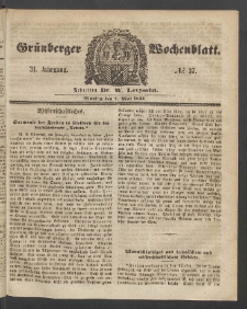 Grünberger Wochenblatt, No. 37. (7. Mai 1855)