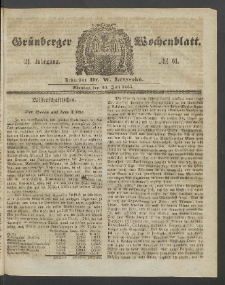 Gr&uuml;nberger Wochenblatt, No. 61. (30. Juli 1855)