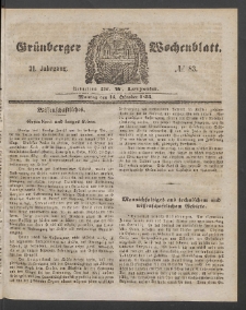 Grünberger Wochenblatt, No. 83. (15. Oktober 1855)
