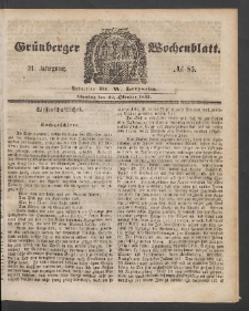 Grünberger Wochenblatt, No. 85. (22. Oktober 1855)
