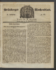 Grünberger Wochenblatt, No. 92. (15. November 1855)