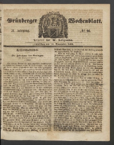 Gr&uuml;nberger Wochenblatt, No. 96. (29. November 1855)