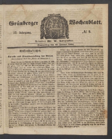 Gr&uuml;nberger Wochenblatt, No. 9. (31. Januar 1856)