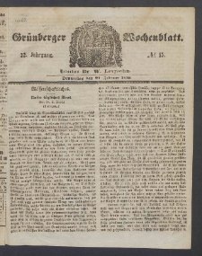 Grünberger Wochenblatt, No. 15. (21. Februar 1856)