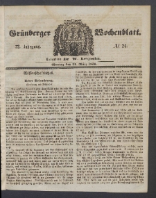Gr&uuml;nberger Wochenblatt, No. 24. (24. M&auml;rz 1856)