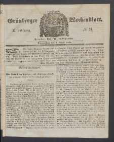 Gr&uuml;nberger Wochenblatt, No. 27. (3. April 1856)