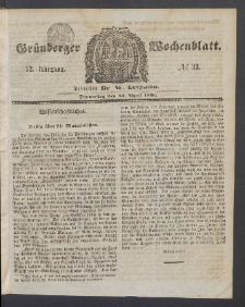 Gr&uuml;nberger Wochenblatt, No. 33. (24. April 1856)