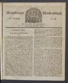 Grünberger Wochenblatt, No. 34. (28. April 1856)