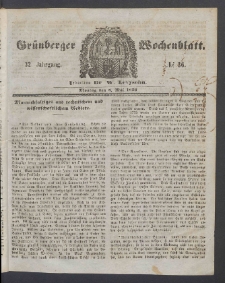 Gr&uuml;nberger Wochenblatt, No. 36. (5. Mai 1856)