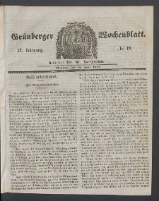 Grünberger Wochenblatt, No. 48. (16. Juni 1856)