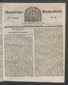Gr&uuml;nberger Wochenblatt, No. 62. (4. August 1856)